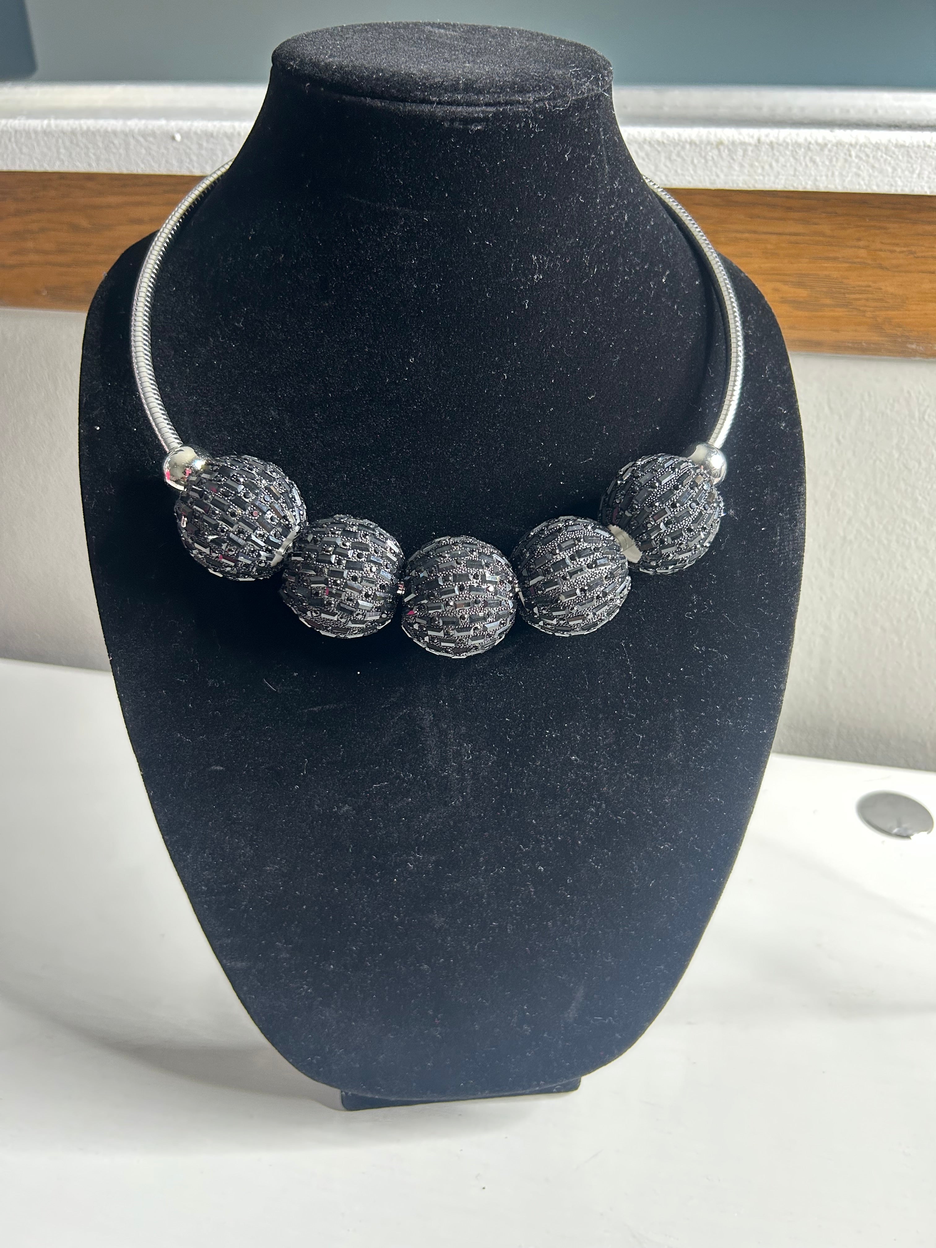 Black Balled Choker Necklace