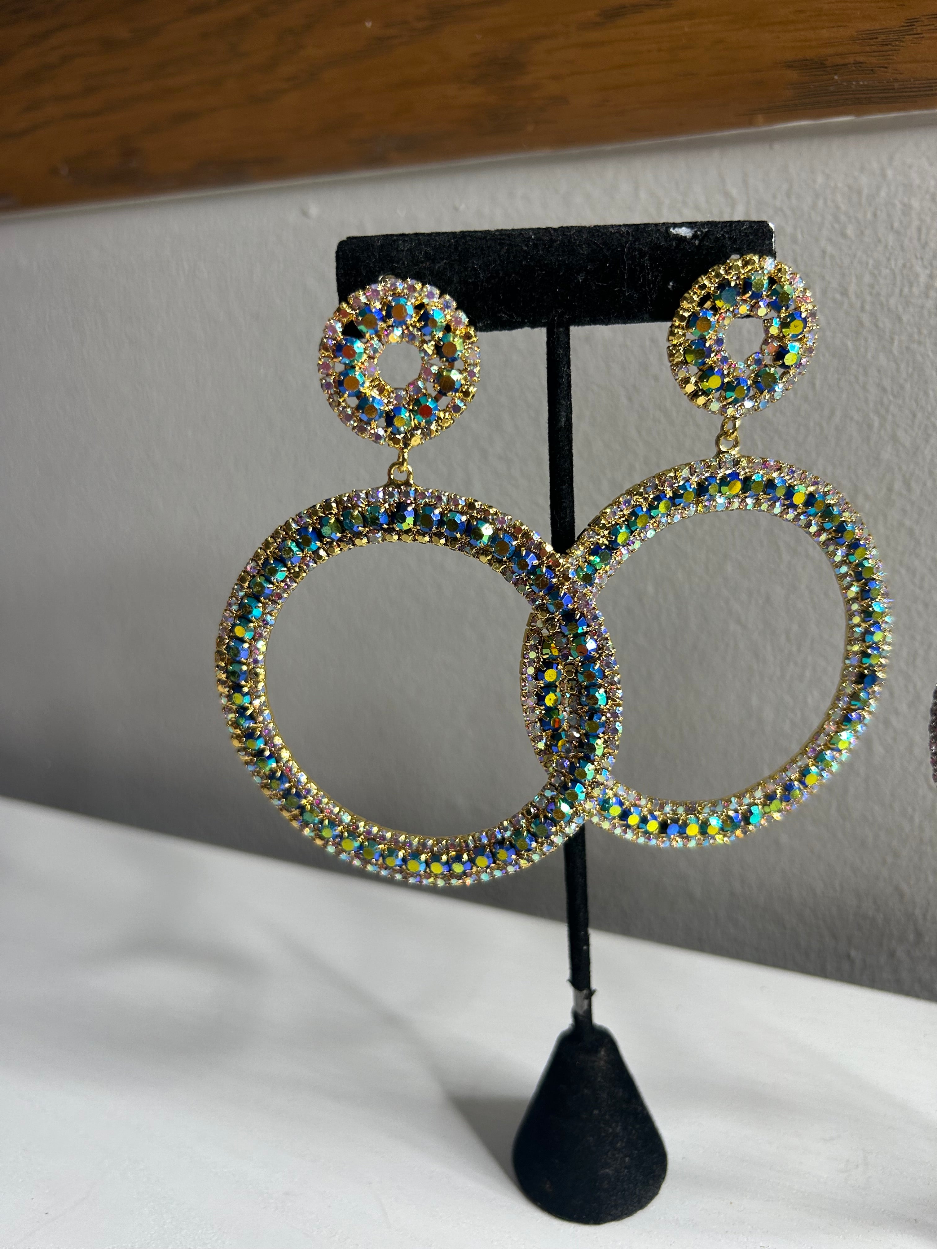 Green and Gold Large Hoops